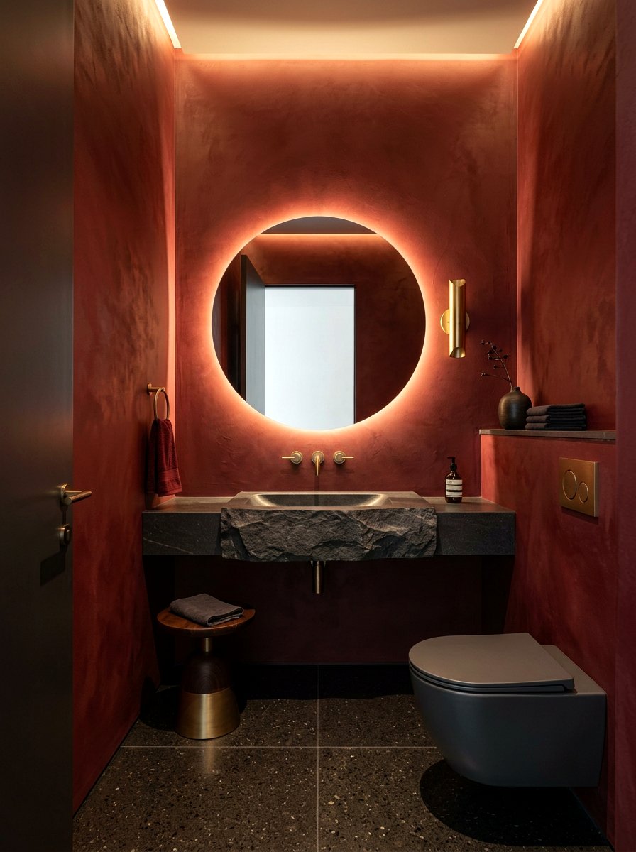 Contemporary oxblood powder room - 30 oxblood powder room ideas