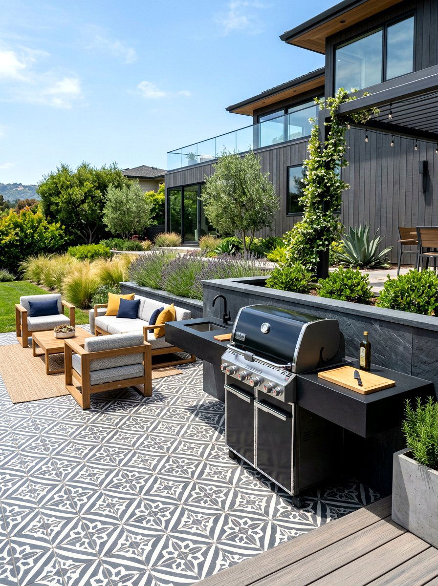 Contemporary patio grill - 30 family BBQ patio ideas