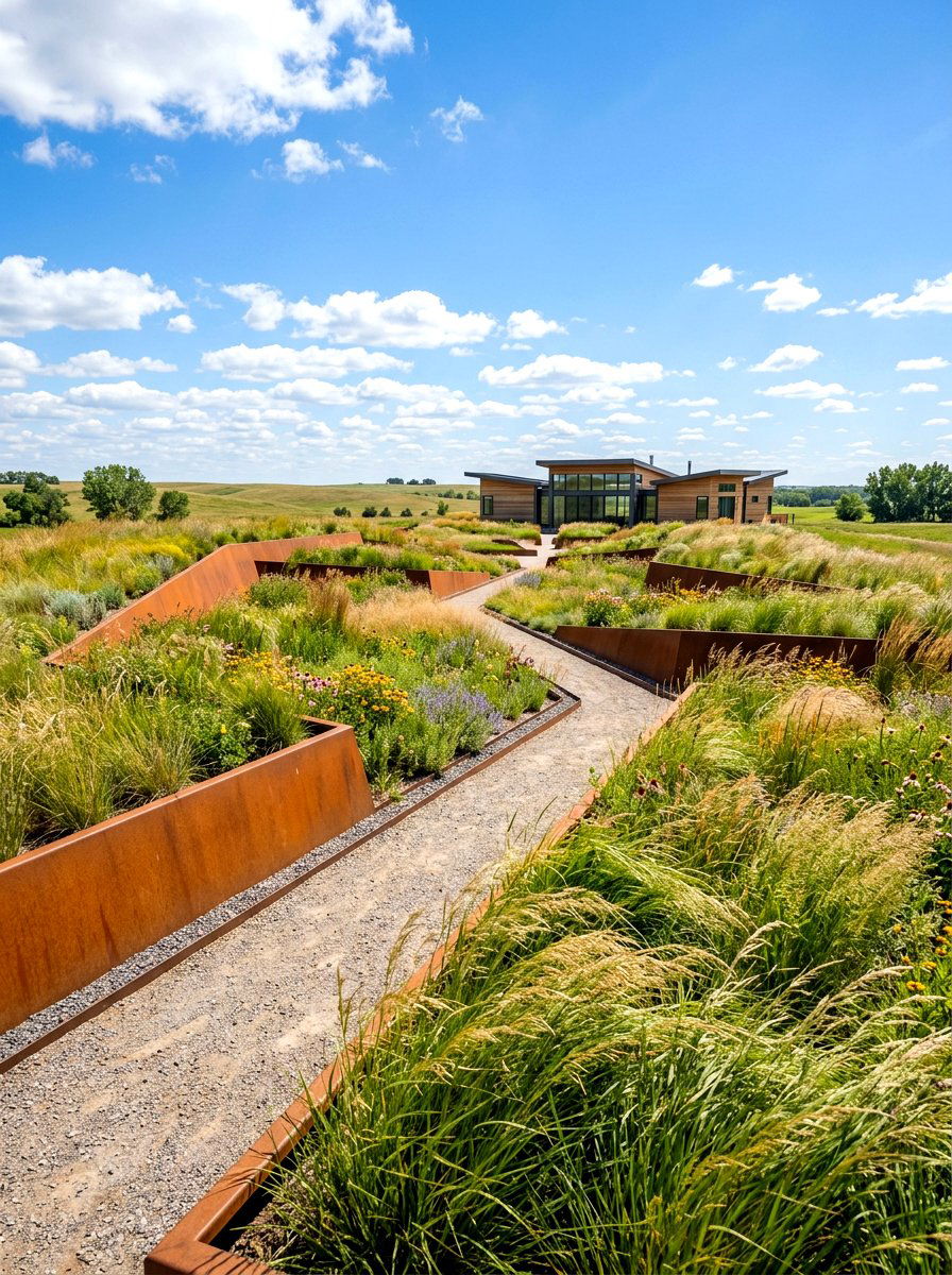 Contemporary prairie landscape - 30 prairie garden ideas