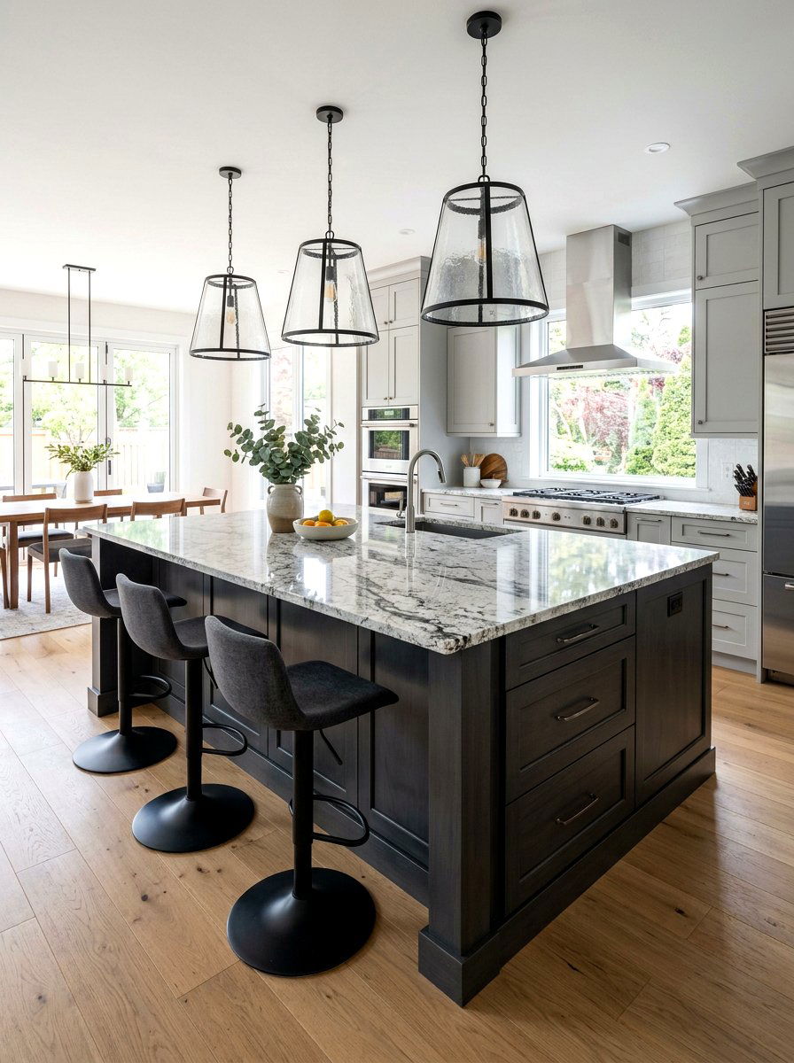 Contemporary stone gray kitchen island - 30 stone gray kitchen ideas