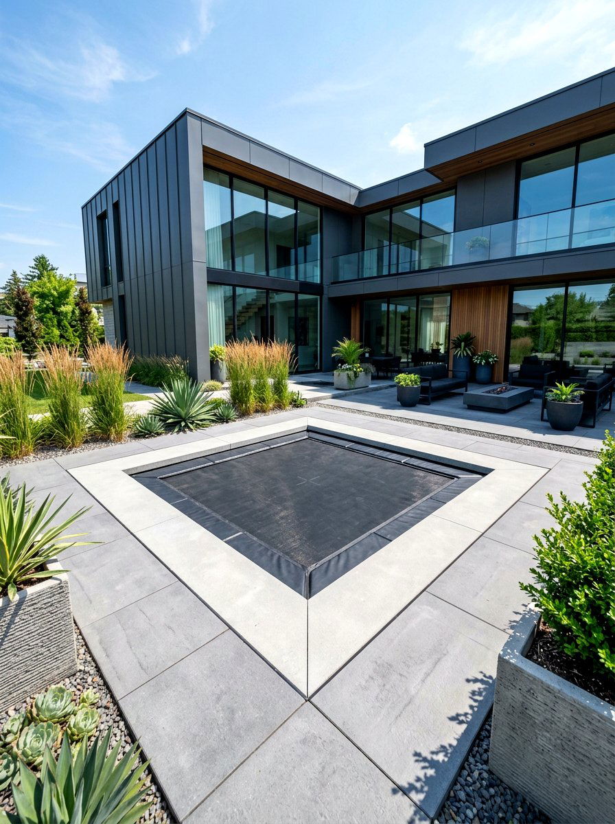 Contemporary trampoline pit - 30 trampoline landscaping ideas