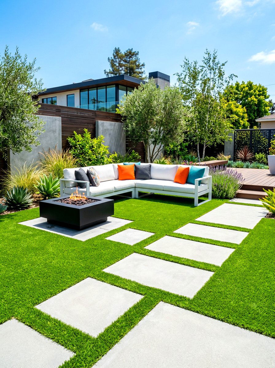 Contemporary turf seating - 30 backyard club lounge ideas