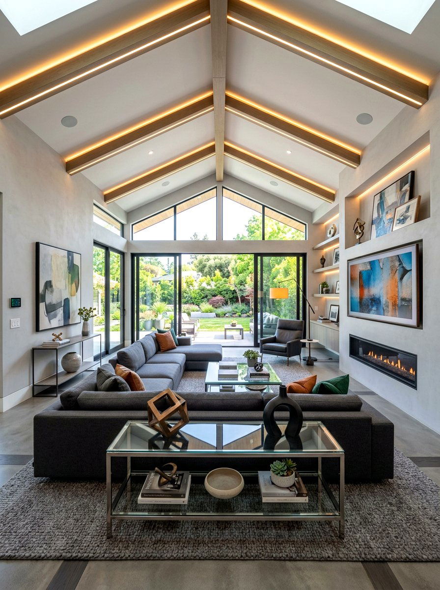 Contemporary vaulted living room - 30 vaulted living room ideas
