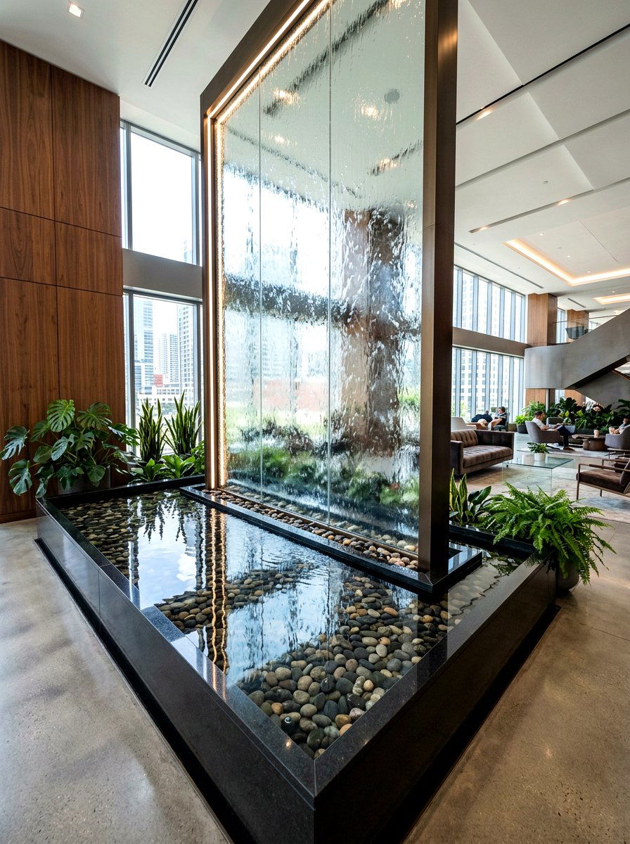 Contemporary water feature - 30 indoor courtyard garden ideas