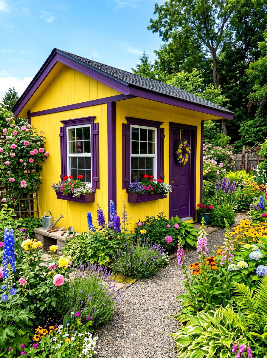 Contrast Color Window Trim - 30 shed window trim ideas