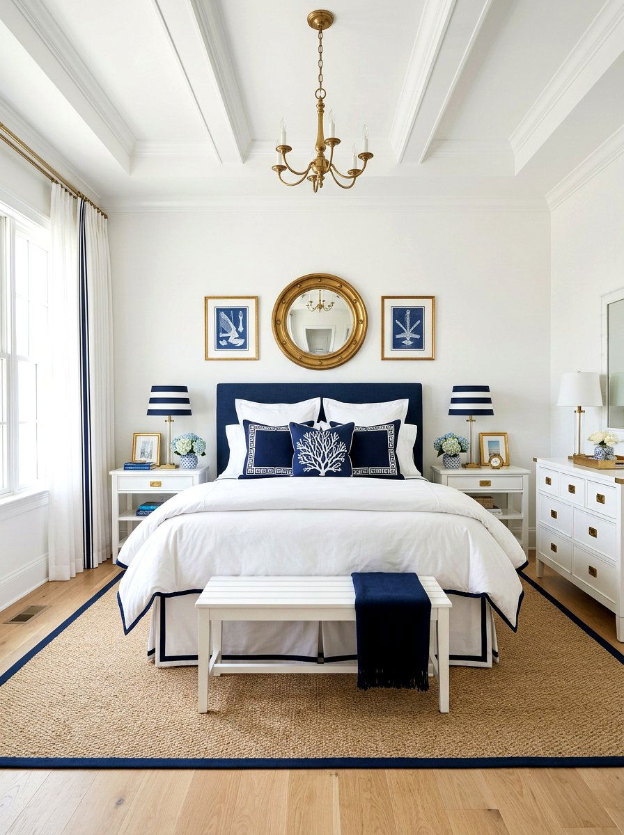 Contrast Piping Tailored Bed Skirt - 30 tailored bed skirt ideas