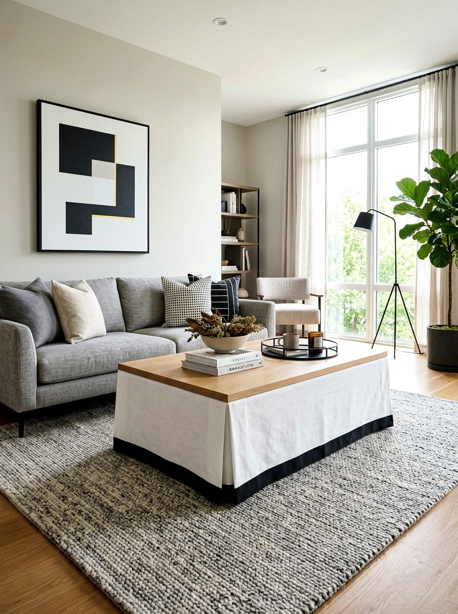 Contrast Trim Coffee Table - 30 skirted table ideas