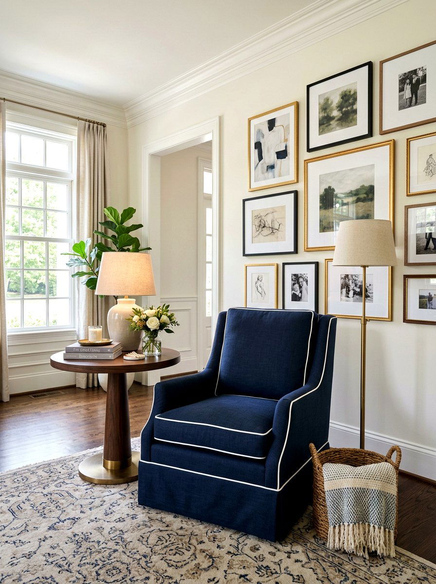 Contrast piping chair - 30 skirted chair ideas