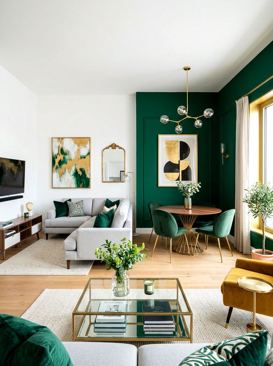 Contrasted Wall Color - 30 semi open floor plan ideas