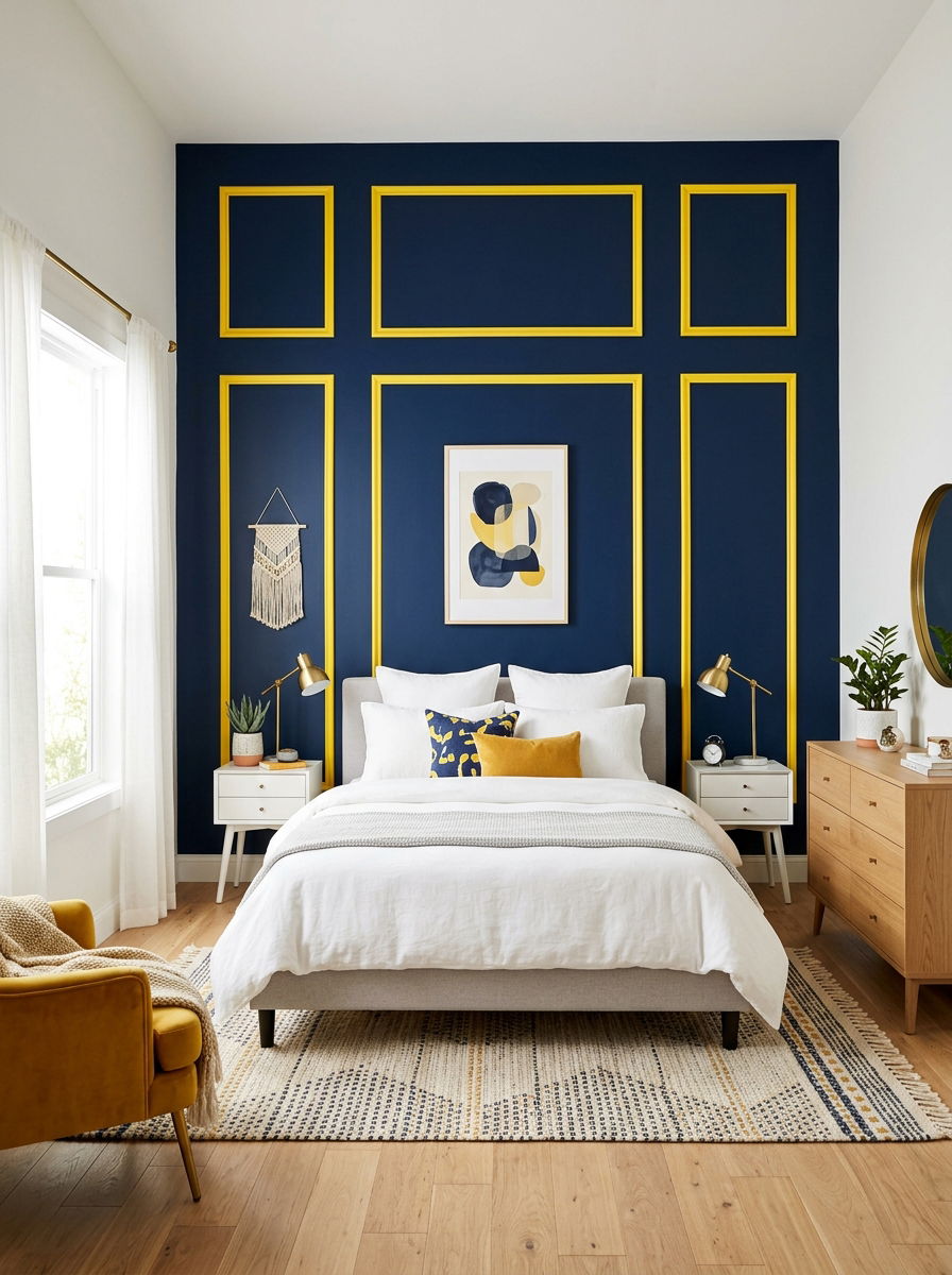 Contrasting Color Wall Molding - 30 removable wall molding ideas