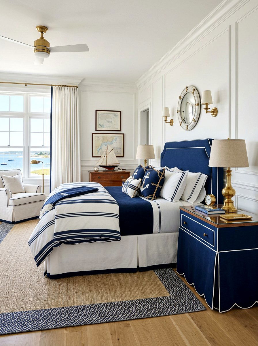 Contrasting Piping Side Table - 30 skirted nightstand ideas