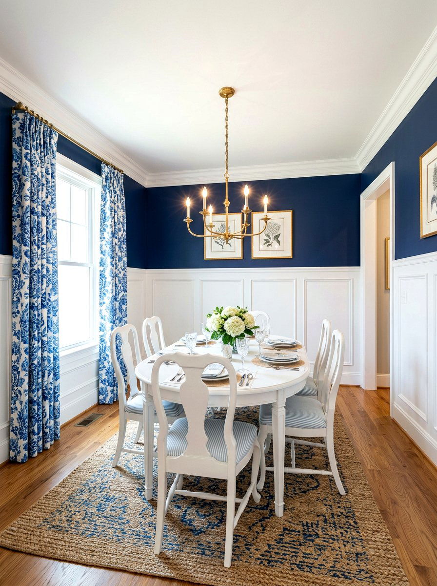 Contrasting color chair rail - 30 dining room wall molding ideas