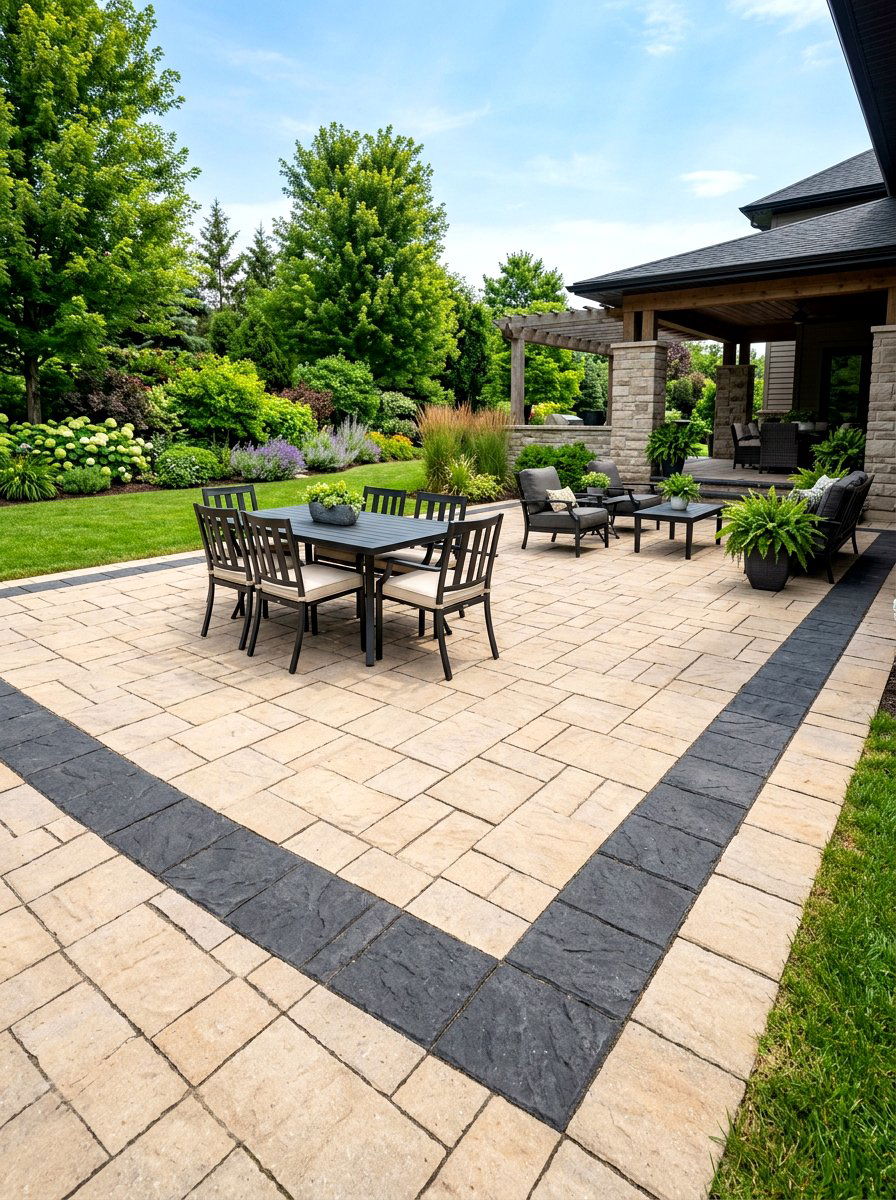 Contrasting color paver border - 30 paver garden border ideas