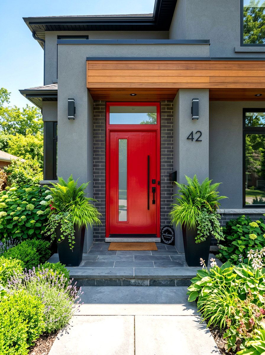 Contrasting front door - 30 curb appeal landscaping ideas