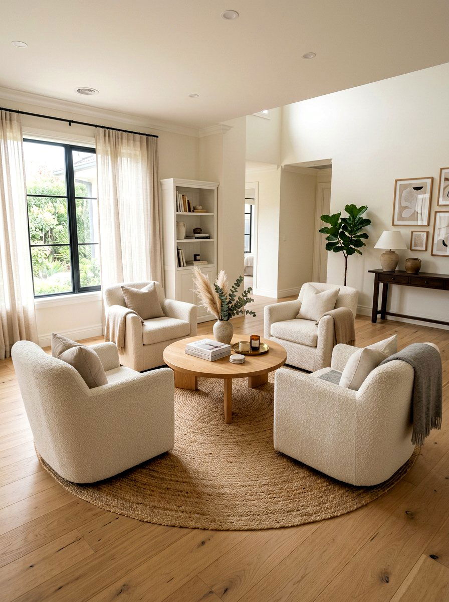 Conversational seating circle layout - 30 furniture arrangement ideas