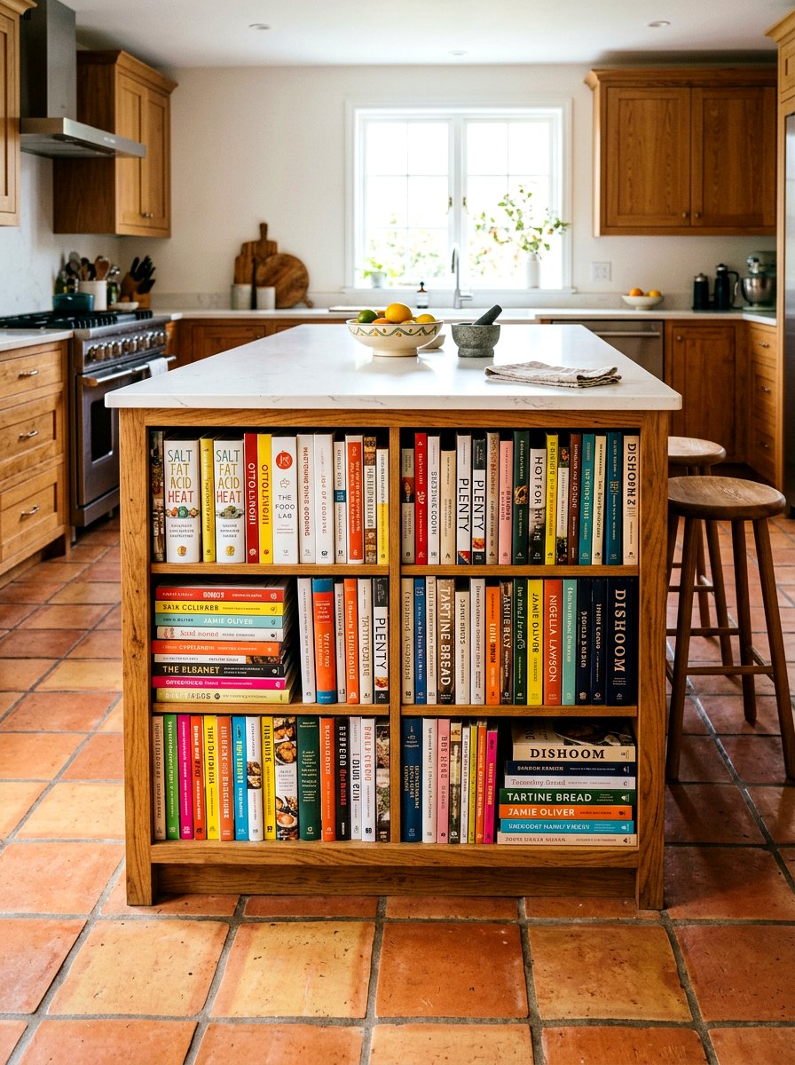 Cookbook Storage Shelves - 30 maximalist kitchen ideas