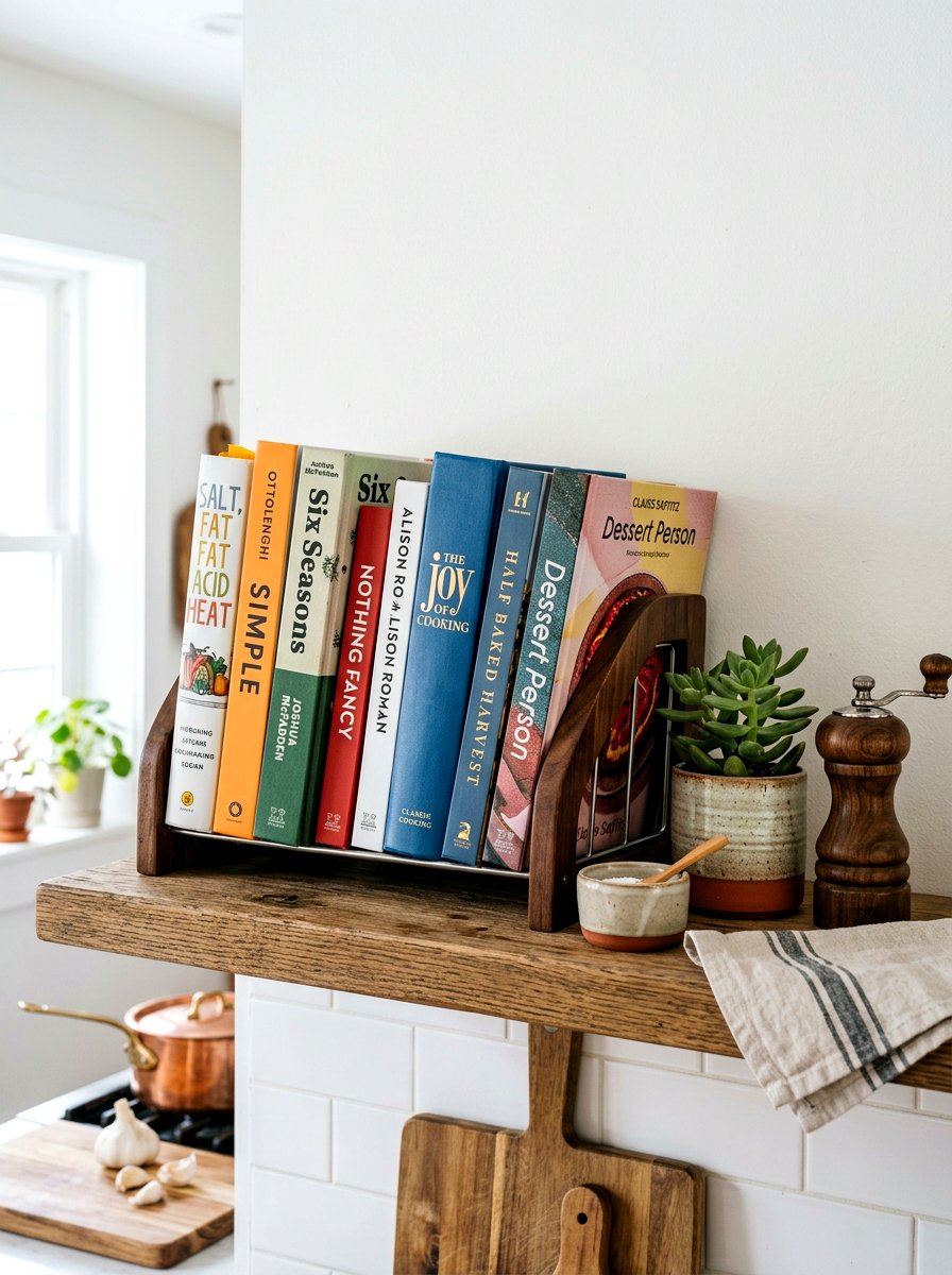 Cookbook display rack - 30 open cabinet styling ideas