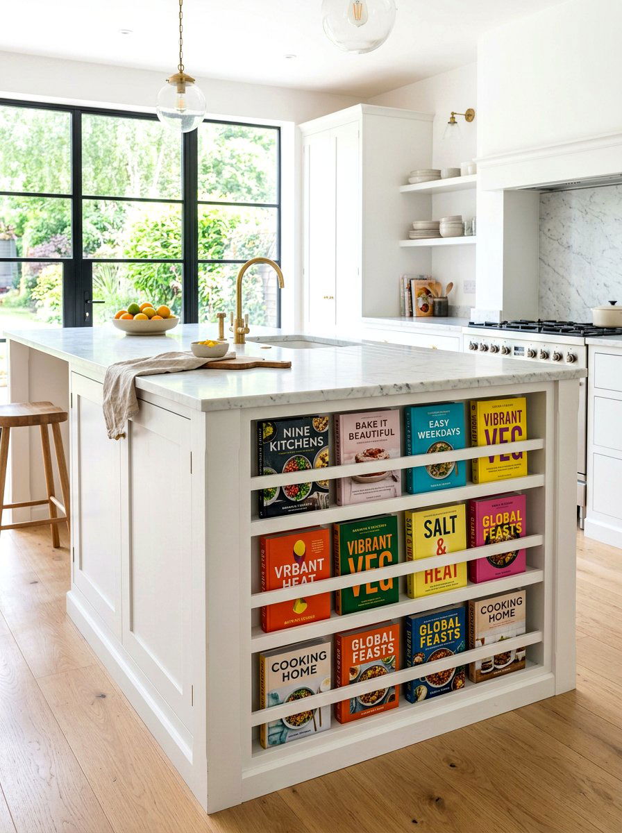 Cookbook storage nook - 30 island end cap ideas