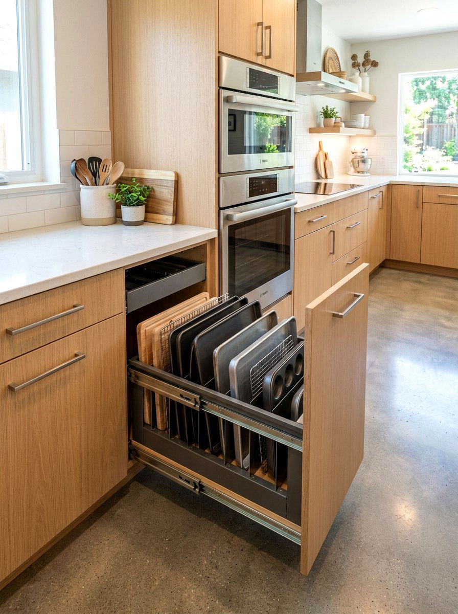 Cookie sheet pull out - 30 tray divider cabinet ideas