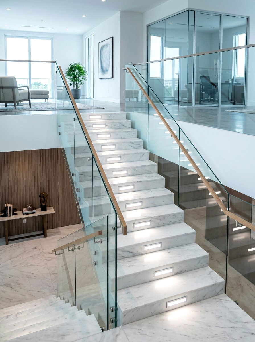 Cool White Modern Step Light - 30 stair tread lighting ideas