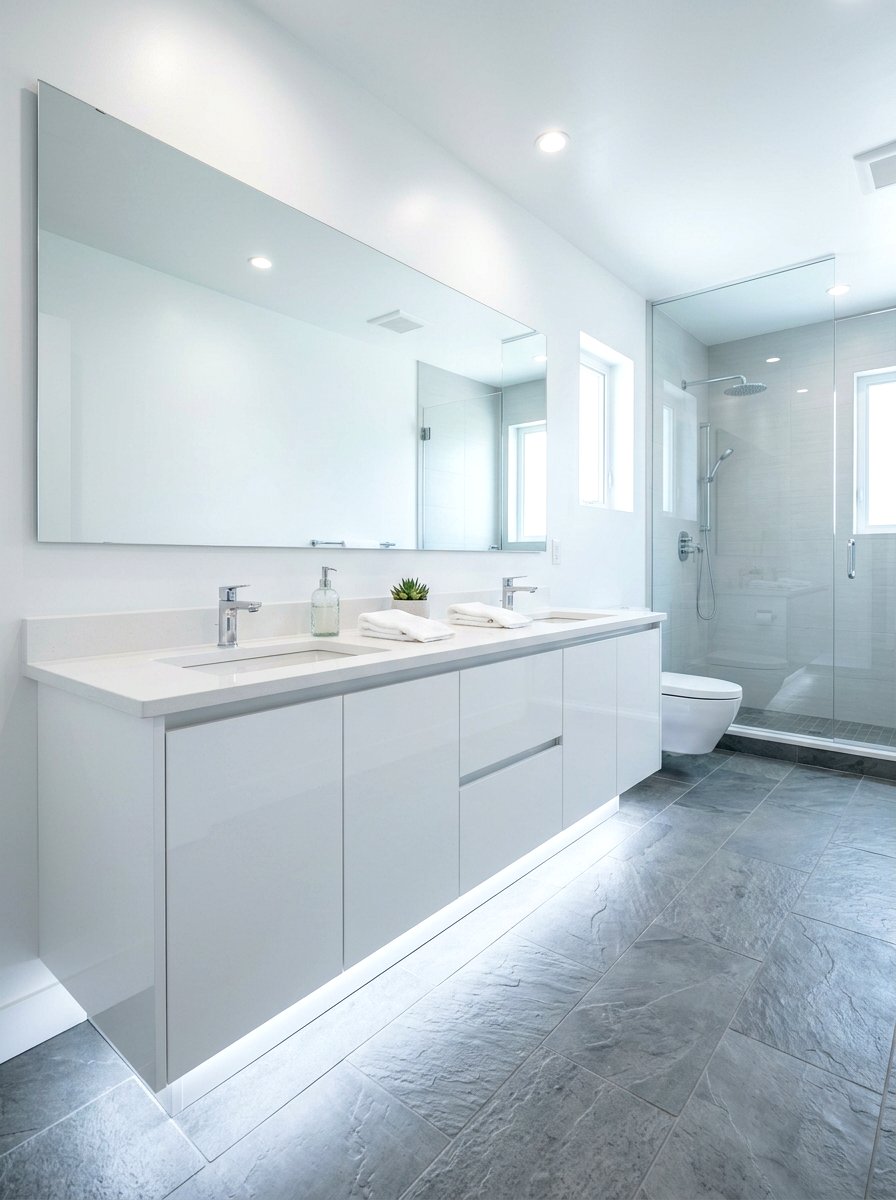 Cool white led toe kick - 30 toe kick bathroom lighting ideas