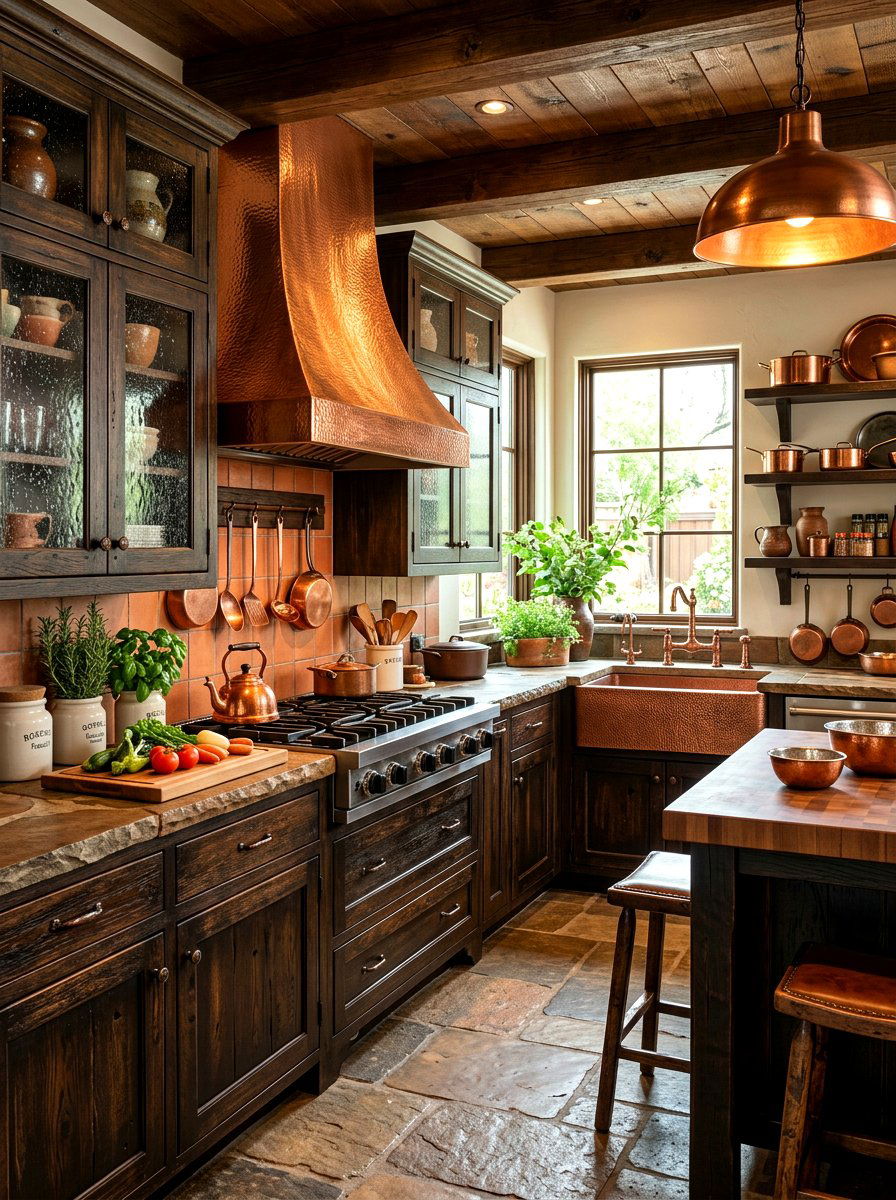Copper Accent Rustic Kitchen - 30 modern rustic kitchen ideas