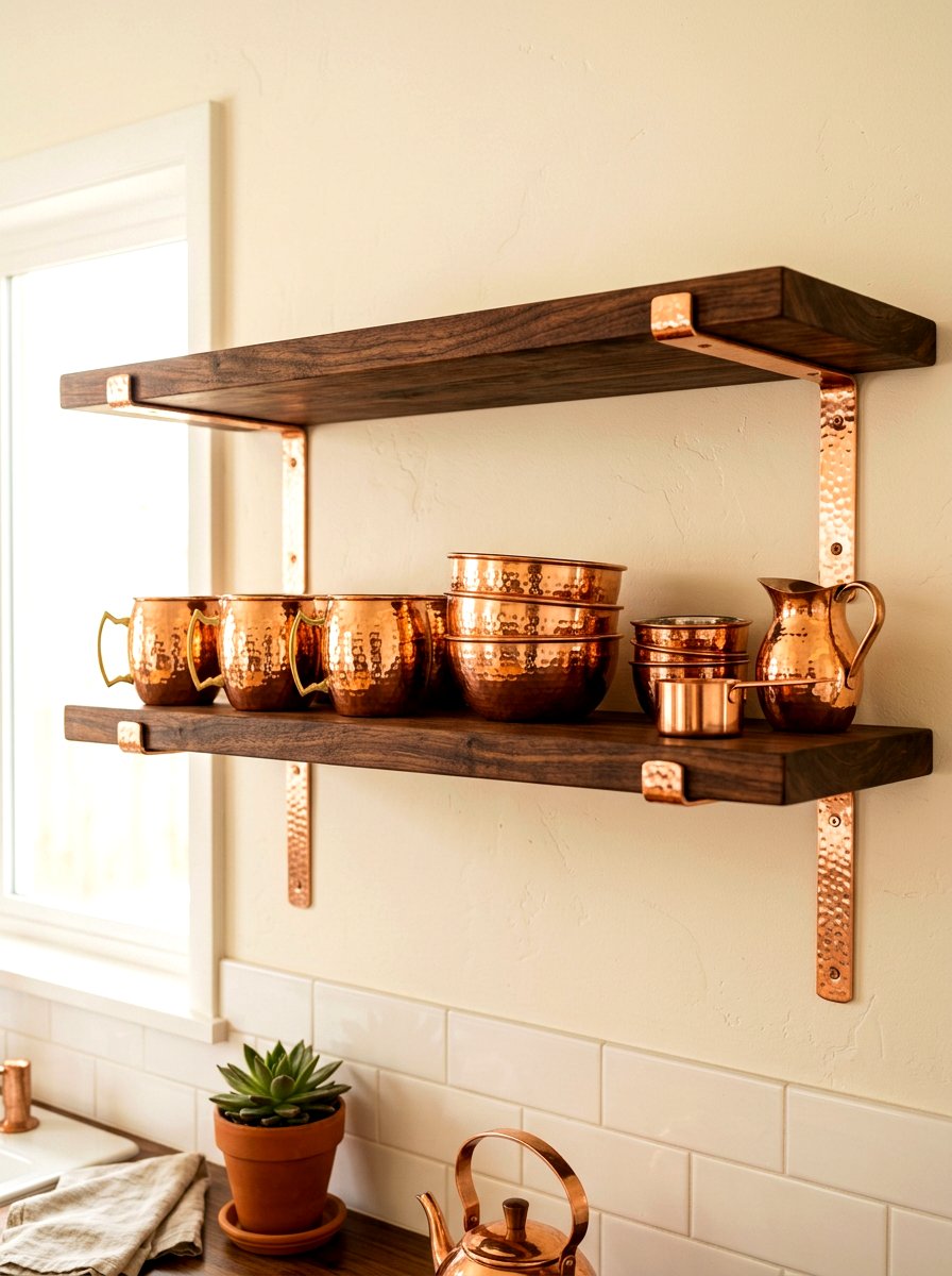 Copper Accent Shelf - 30 winter shelf styling ideas
