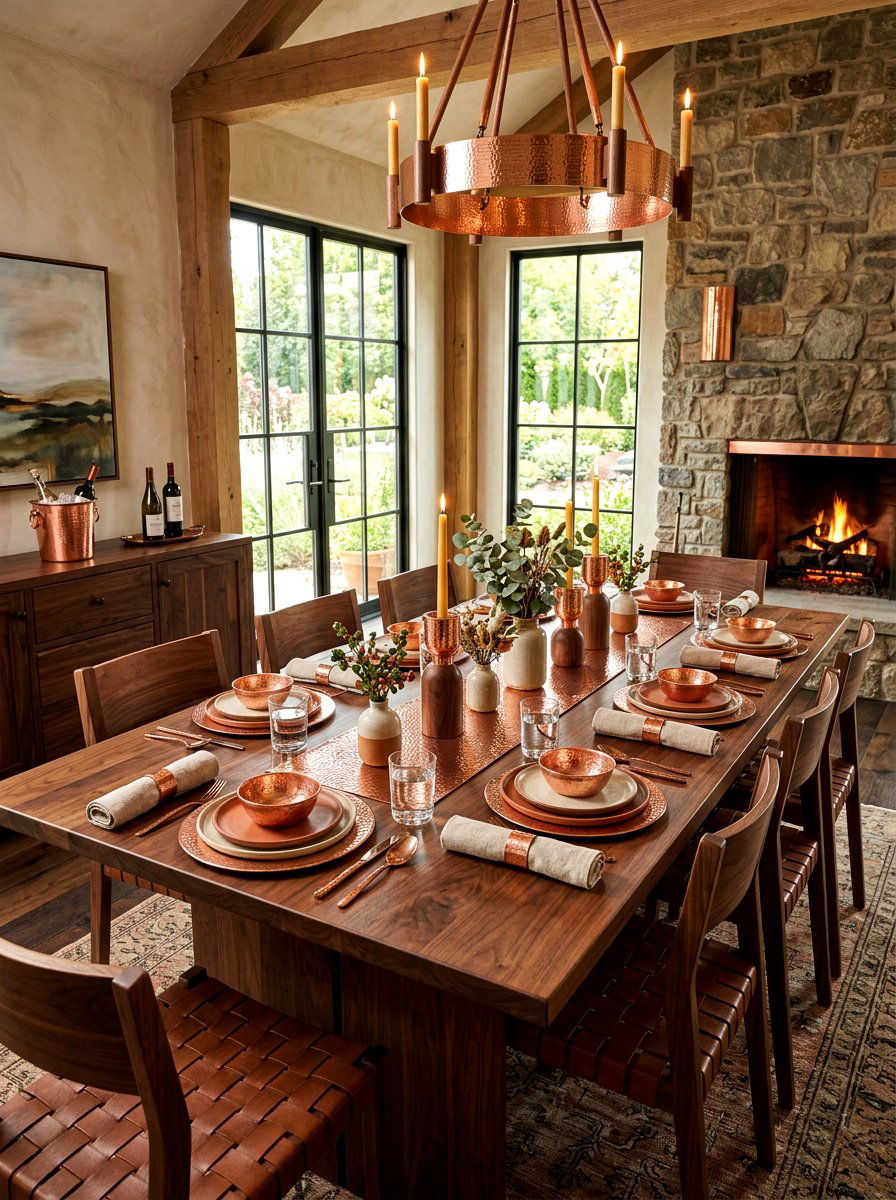 Copper And Wood Dining Space - 30 metallic holiday decor ideas