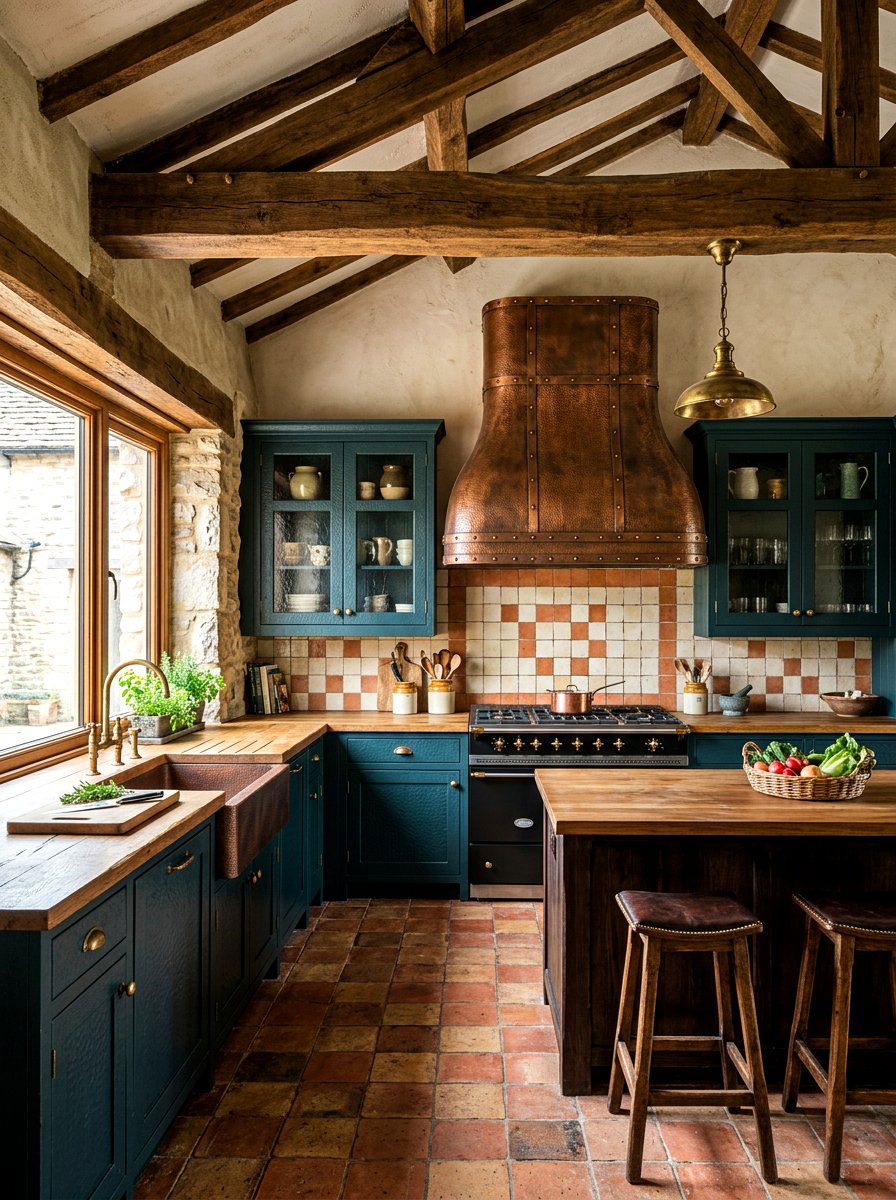 Copper Barrel Hood Kitchen - 30 rounded kitchen hood ideas