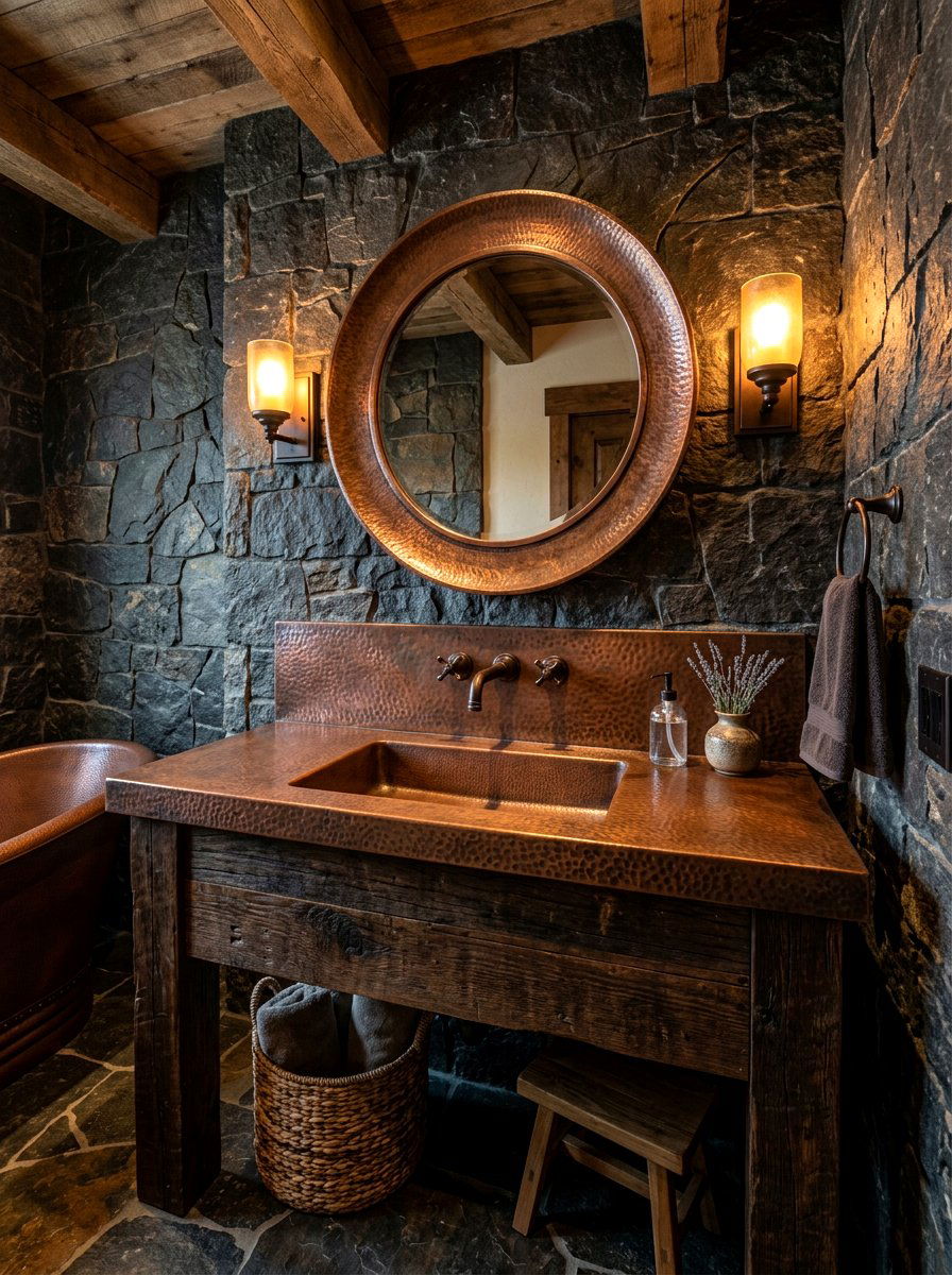 Copper Bathroom Sink - 30 integrated vanity sink ideas