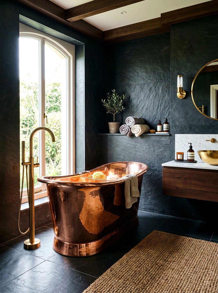 Copper Bathroom Tub - 30 low light bathroom mood ideas