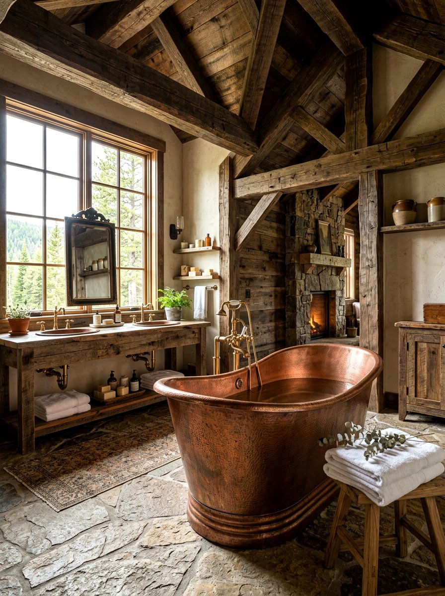 Copper Bathtub Basin - 30 sensory bathroom ideas