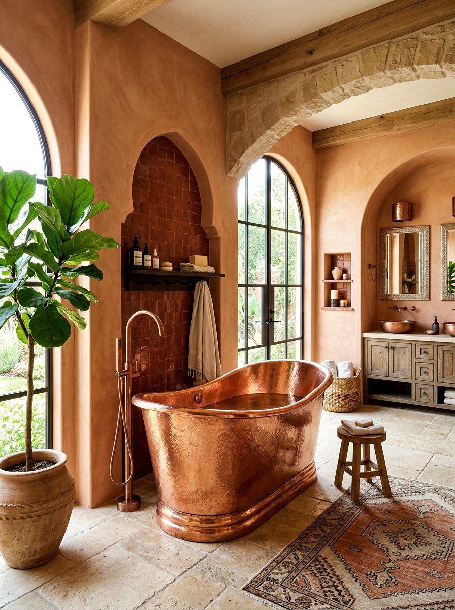 Copper Bathtub Bathroom - 30 Moroccan bathroom ideas