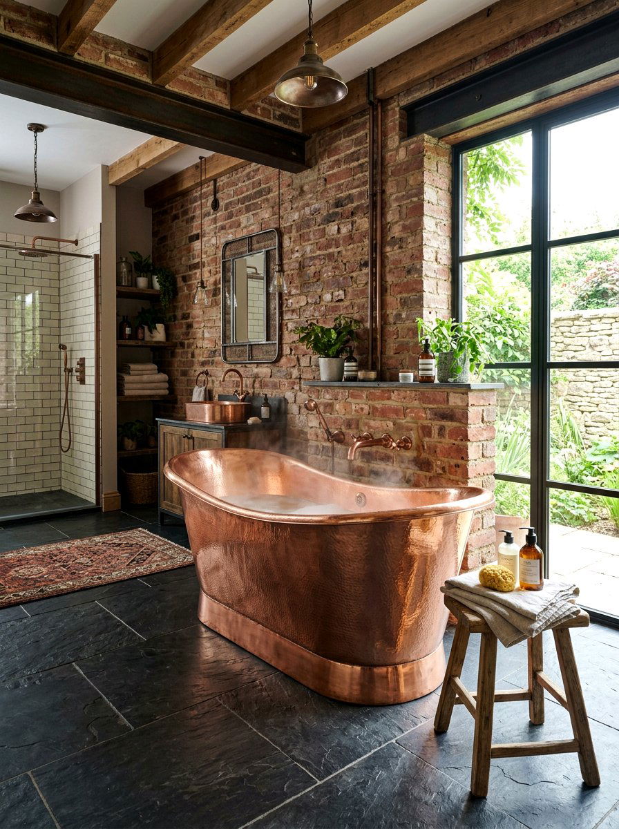 Copper Bathtub Focal Point - 30 spa hotel bath ideas