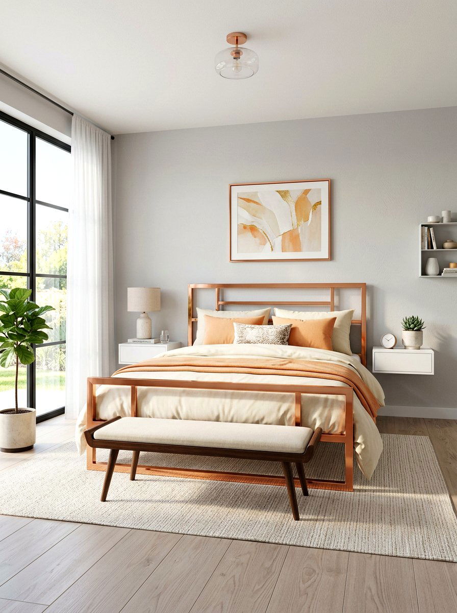 Copper Bed Frame - 30 sunrise inspired bedroom ideas