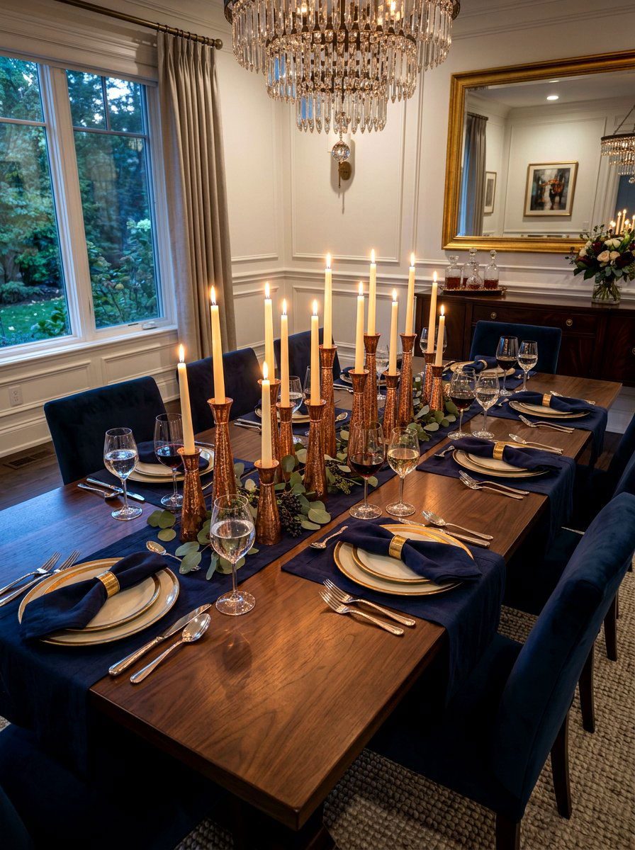 Copper Candle Holders - 30 fall harvest table ideas
