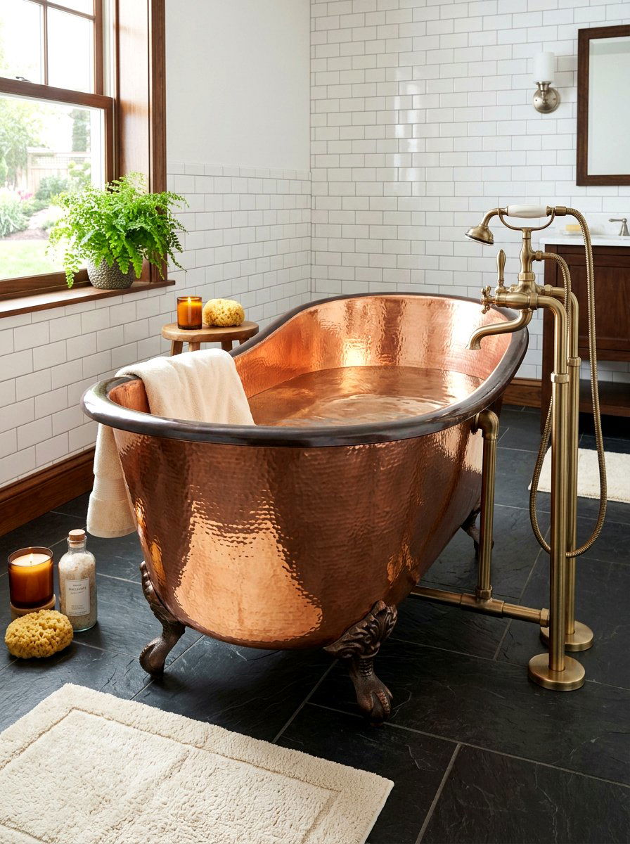 Copper Clawfoot Tub - 30 spa bathroom ideas