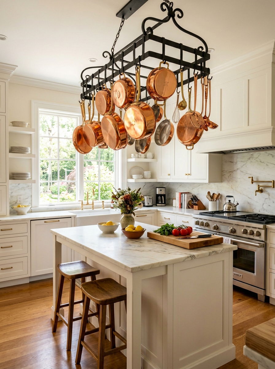 Copper Cookware Accents - 30 wine country kitchen ideas