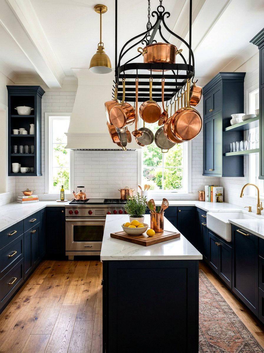 Copper Cookware Kitchen - 30 heritage kitchen decor ideas