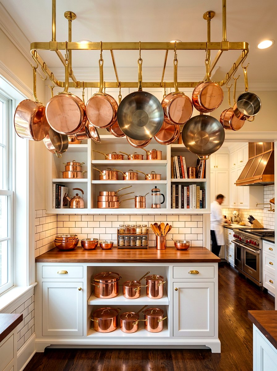 Copper Cookware Pantry - 30 traditional prep kitchen ideas