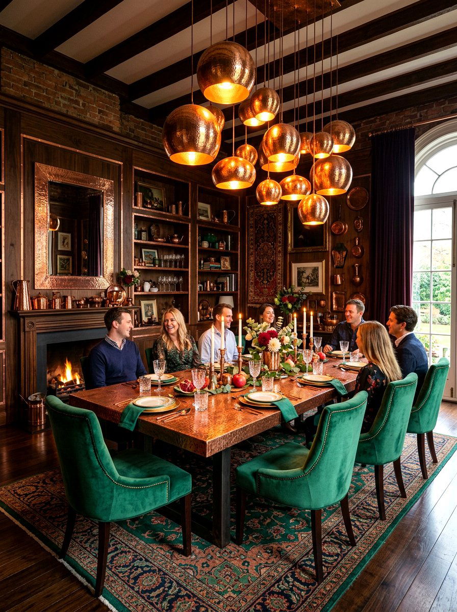 Copper Dining Room - 30 metallic maximalist decor ideas