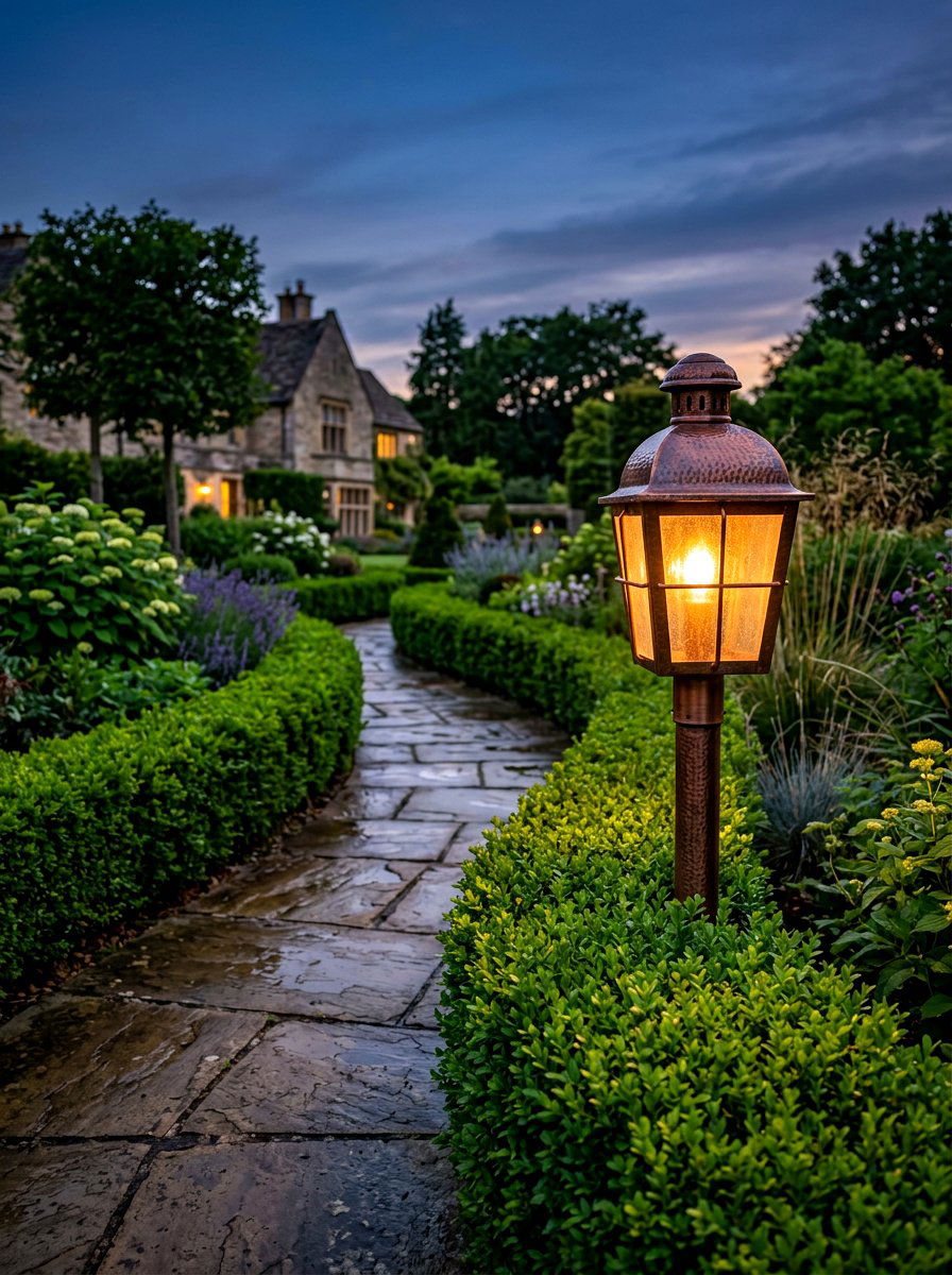 Copper Finish Path Lantern - 30 lantern pathway ideas