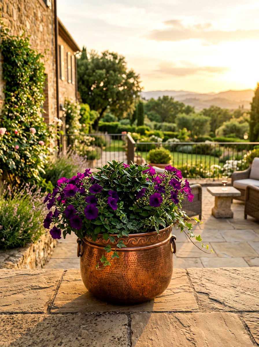 Copper Finish Pot - 30 outdoor planter ideas