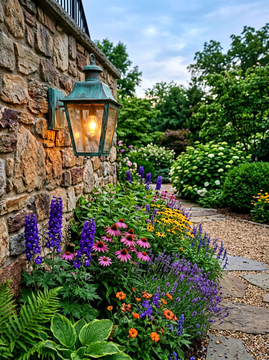 Copper Finish Wall Light - 30 retaining wall lighting ideas