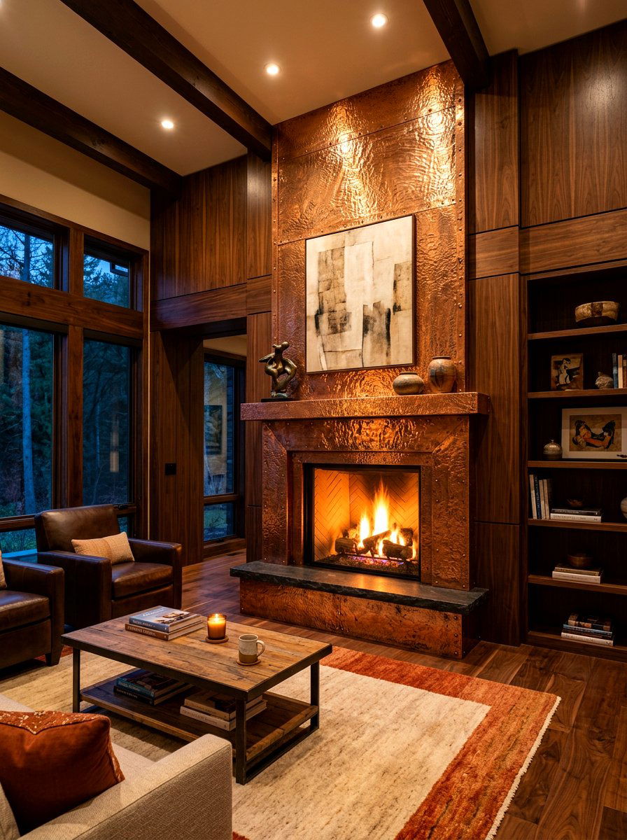 Copper Fireplace Surround - 30 family room fireplace ideas