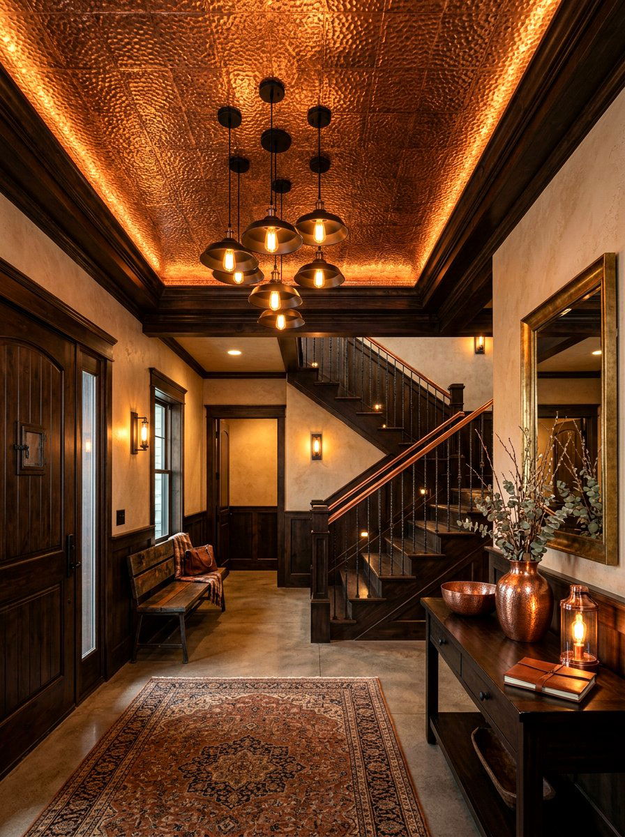 Copper Foil Wallpaper Foyer - 30 wallpapered foyer ceiling ideas