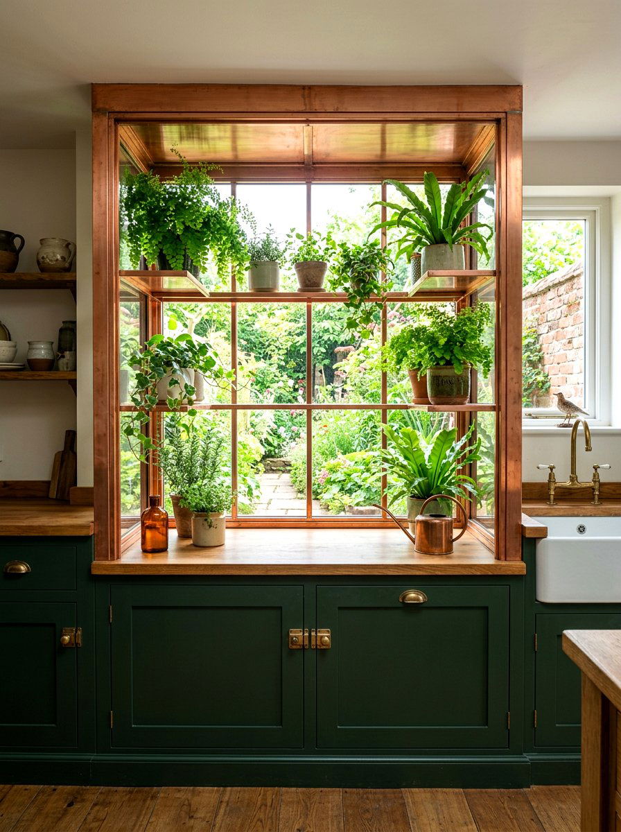 Copper Frame Garden Window - 30 greenhouse window kitchen ideas