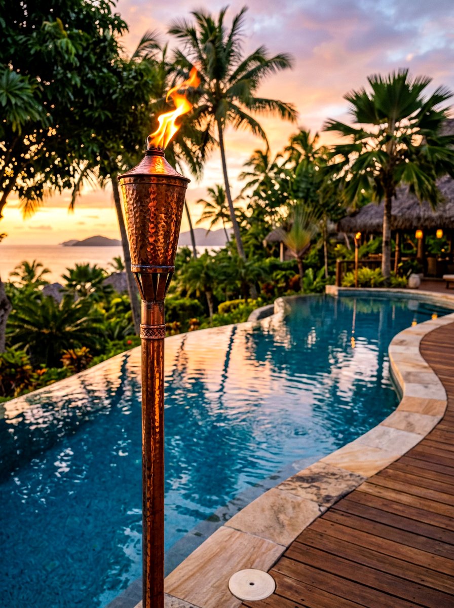 Copper Garden Torch - 30 moody outdoor lighting ideas