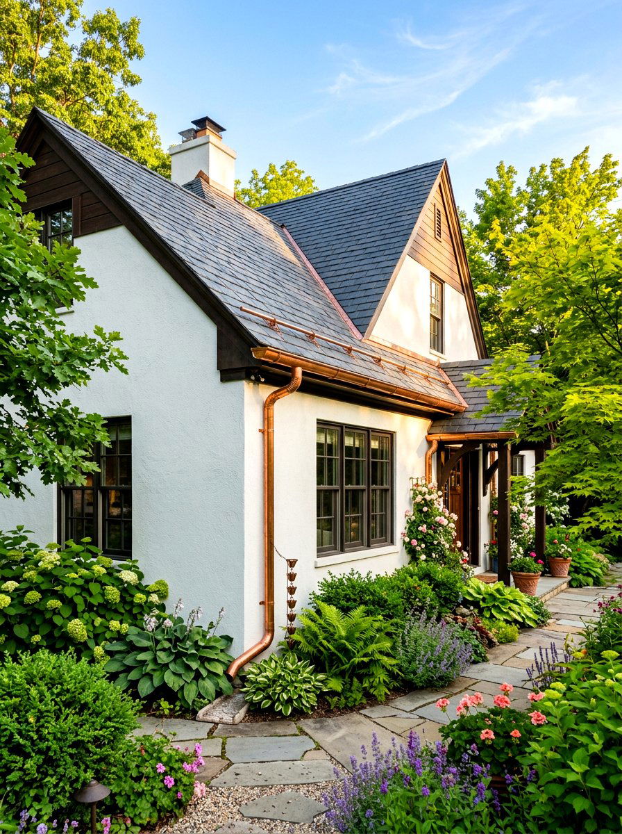 Copper Gutter Systems - 30 quiet luxury exterior ideas