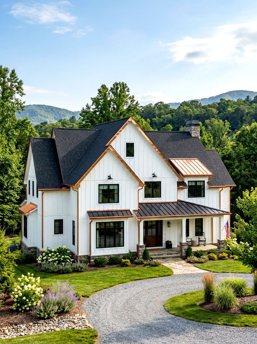 Copper Gutters And Downspouts - 30 modern farmhouse exterior ideas
